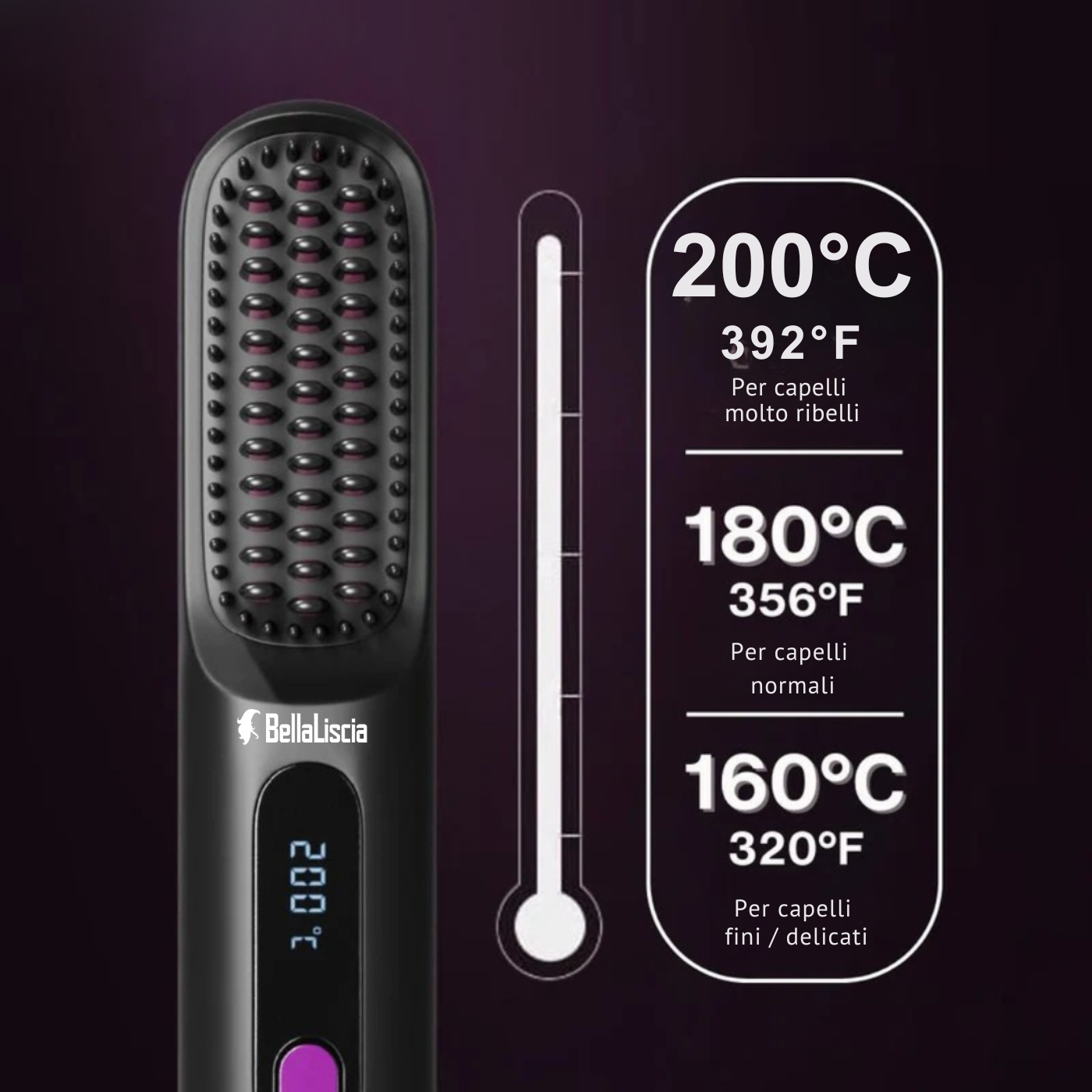 Spazzola Riscaldante BellaLiscia per Capelli Corti